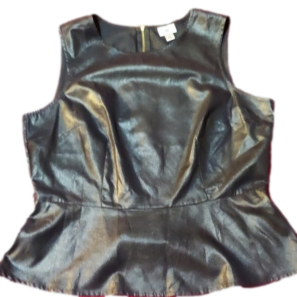 Worthington Black Peplum Blouse Size L